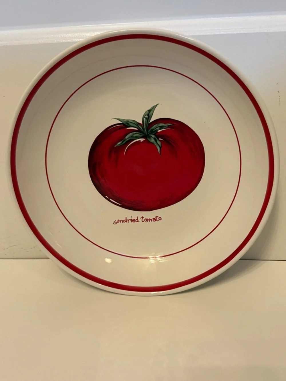 OVER AND BACK 9” INDIVIDUAL PASTA BOWL SUN-DRIED TOMATO WHITE RED PORTUGAL HOME